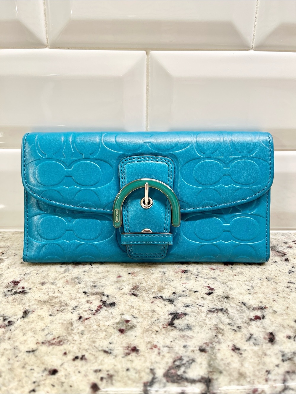 Coach Y2K Soho Teal Wallet EUC